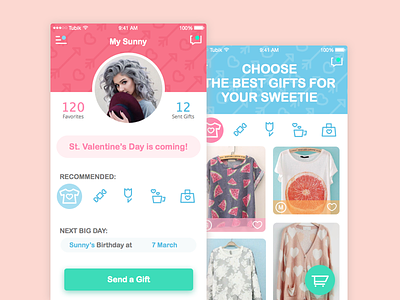 Gift Panic App app application colorful flat illustration ios iphone mobile ui ux valentine
