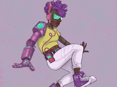 Teen Cyber Afro Ilustration art colors cyberpunk futurism ilustration