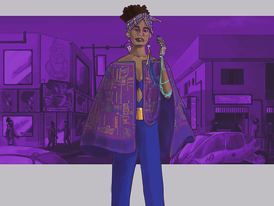Afrofuture's Woman afrofuturism art cyberpunk illustration