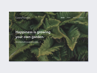 Laura Nursery's Homepage branding challenge dailyui design figma garden homepage illustration landingpage nursery plants screen typography uidesign