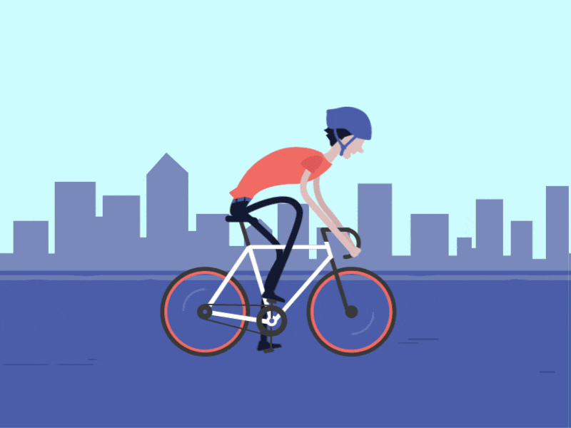 Cycling the Seasons animation bike blue character cycle flat gif green illustration orange seasons weather