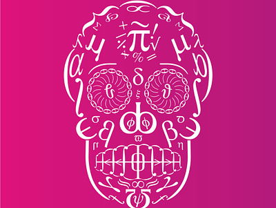 Mathematical symbols foming skull logo