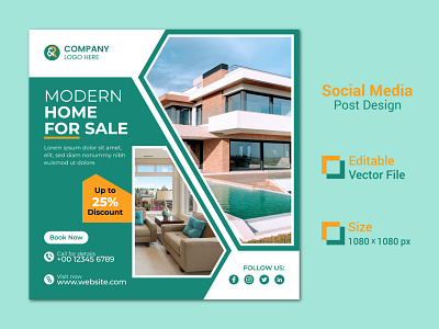 Modern Home Fore Sale Social Media post Design