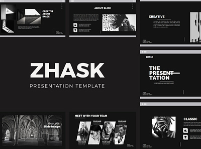 Zhask Presentation Template black business dark elegant googleslides keynote photograhy portfolio powerpoint presentation professional showcase