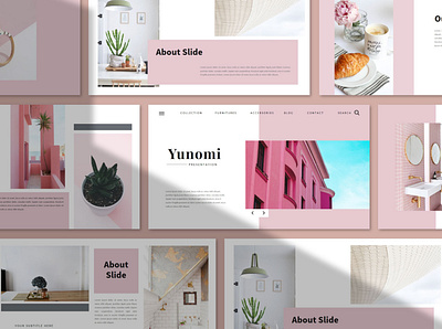 Yunomi Presentation Template business catalog elegant fashion googleslides keynote marketing pastel pitch powerpoint presentation simple