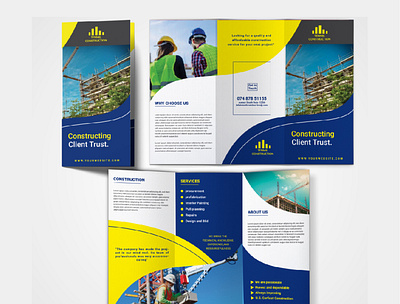 Construction tri fold brochure Design banner booklet brochure business catalog design flat flyer illustrator logo marketing modern design photoshop poster print design product design professional design realestate social media design tri pold brochure