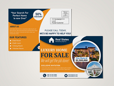 Real Estate EDDM Postcard & direct mail design branding business corporate design designer findhome findhomedesign graphic design homedesign homeforsale homesale logo marketing moderndesign presentation realestate renthome salehomes sales vector