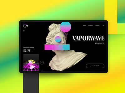 Vaporwave objects 3d app branding color design graphic design online site store ui ux