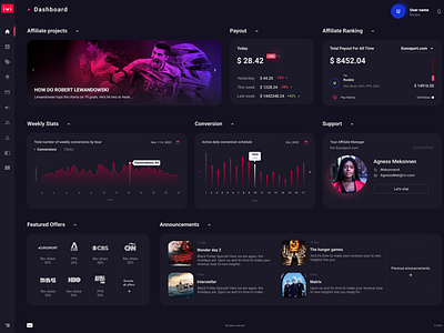 Affiliate platform. Dashboard