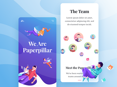 Paperpillar Mobile Landing Page branding colorful fun gradient illustration landing page mobile typogaphy web website