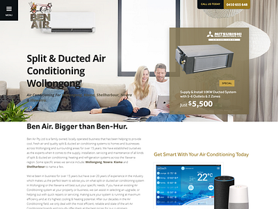 Ben Air Conditioning Wollongong branding clean custom html5 website design illustration modern response website design ui vector