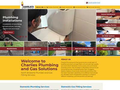 Charlies Plumber Northside Brisbane branding clean response website design