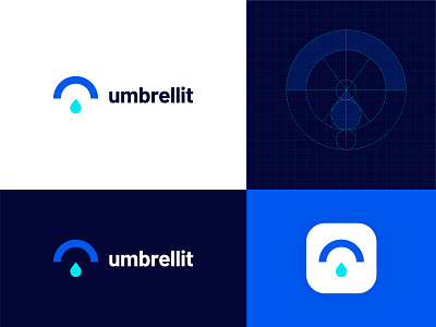 Umbrellit brand identity branding branding design design drop graphicdesign grid logo logo logo design logo designer logodesign logotype minimalist logo umbrella umbrellit umbrellit logo