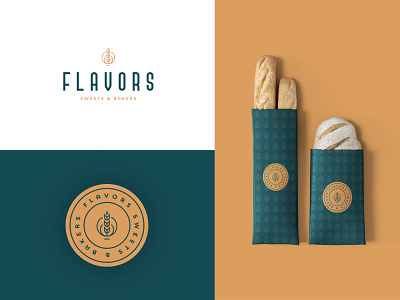 Flavors logo bakery bakery branding brand brand identity design branding branding design bread design flavors food graphics design logo logo design logo mark logo presentation mark sweets trade mark