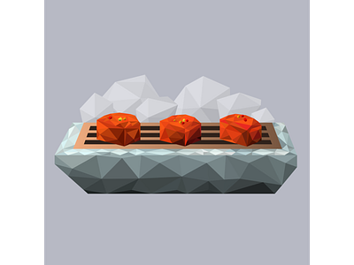 Sichuan Pork Belly on Dry Ice chili flakes chinese food cold destruction dry ice fire food design food illustration food menu low poly menu design menu illustration peppercorn pork belly smoke sweet and sour sauce szechuan