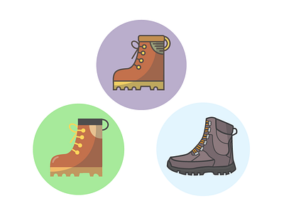 Boots on Boots avatars boots flat hiking boots icons illustration shoes