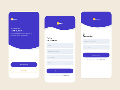 🔐Authenfication de l'application FitCurve auth authenticate authentication brand identity branding create account login login page login screen page auth register register page ui ux welcome page