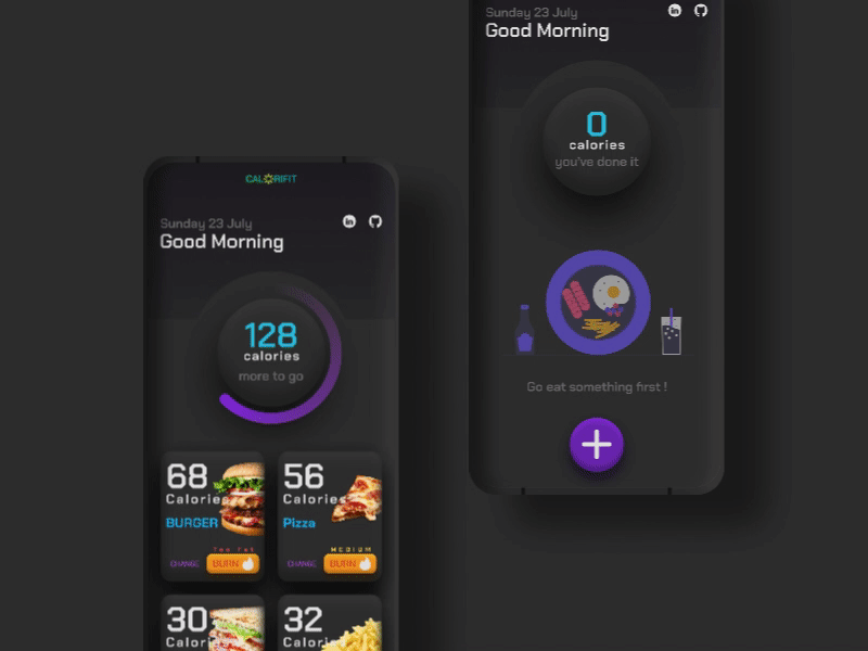 Calorifit - a simple calorie tracker app design minimal web