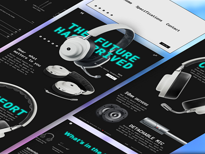 Headphone Product Landing Page branding darkmode design minimal