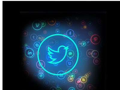 neon social media icons: Twitter