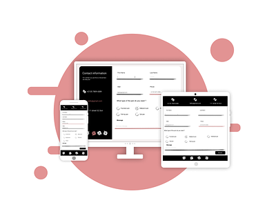 Contact form design: Responsive edition black contact contact form contact page contact us contacts design figma form form field forms information responsive typography ui ux web webdesign webflow white