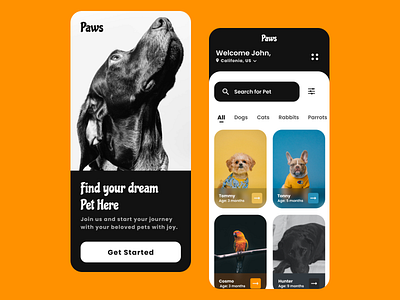Pet Adoption Application android animal animation app design dribbble graphic design illustration instagram ios mobile pet petadoptionapp ui ui design uiux user interface