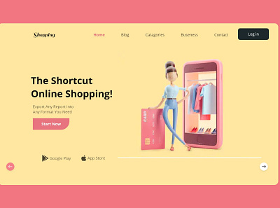 online shopping landing business design illustration market marketing minimal online shopping shop shopify ui ui website template ux web website