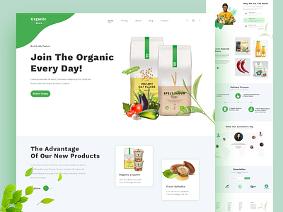 Organic landing page branding design food delivery meat products minimal organic organic product shop ui ui website template vagetable web website