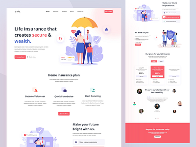 Insurance landing page design health health care health insurance home insurance home page illustration insurance insurance company landing page landing page design life insurance minimal ui ux web website