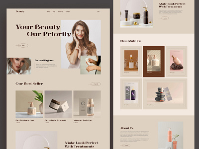 Cosmetics & Skincare Website Landing Page beauty beauty product body care cosmetics e commerce landing landing page makeup online shop shop skin skin care skincare web website