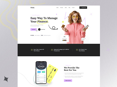 Bank - Finance Landing Page bank business card cash credit debit digital banking features finance financial fintech home page mobile banking money payment ui uxdesign web web design website