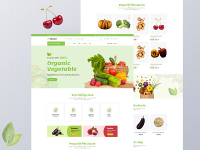 Grocery & Organic Landing Page design ecommerce food fruit grocery homepage landingpage market organic store ui vegetable website website design