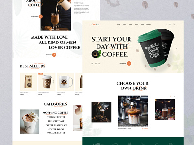 Coffee landing page cafe coffee coffee bean coffeeshop creative drinks ecommerce food food and beverage landing page online store restaurant shopify ui uidesign ux website design