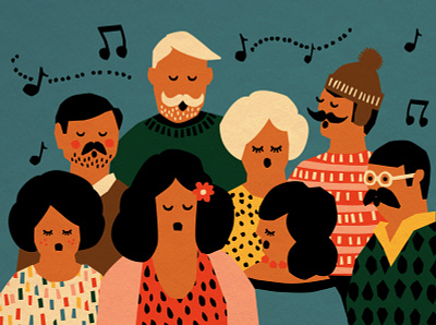 Madeira Early Events colorful handmade illustration people sing vector