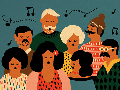 Madeira Early Events colorful handmade illustration people sing vector