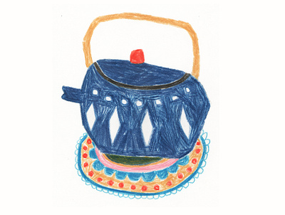 Teapot colorful handmade illustration teapot