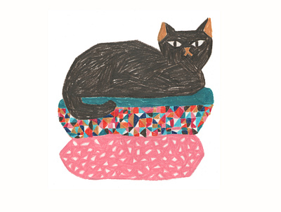 Cat cats colorful handmade illustration pink