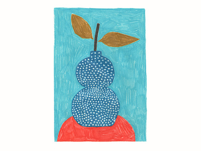 Still life blue colorful flower handmade illustration red still life