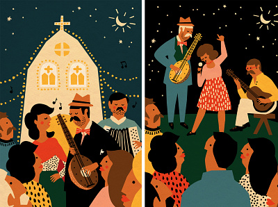 Madeira Early Events book character colorful editorial illustration events festival handmade illustration music nightlife people sing vector