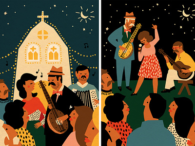 Madeira Early Events book character colorful editorial illustration events festival handmade illustration music nightlife people sing vector