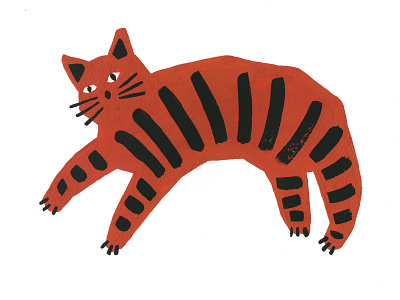 Tigercat animals cat colorful gouache handmade illustration tiger vector