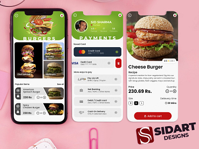 Burger Food App animation app app design branding burger design figmadesign graphic design icon illustrator logo sketch ui uxdesign uxui web website
