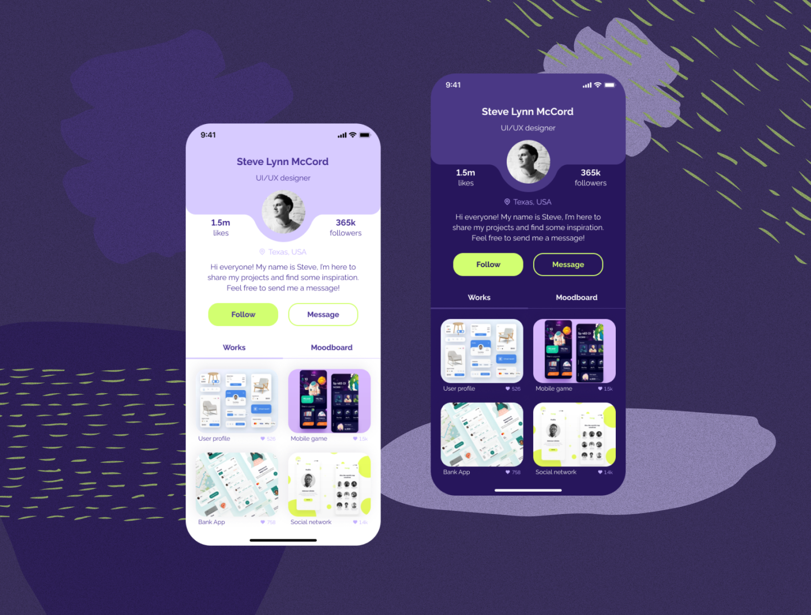 User Profile Development/design Day 006 - user profile design by Kate Sergeychenko on Dribbble