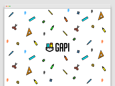 GAPI Pattern education eraser highlighter icon pattern pencil ruler scissors sharpener