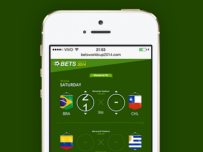 Bets World Cup 2014 football match mobile responsive soccer ui ux world cup