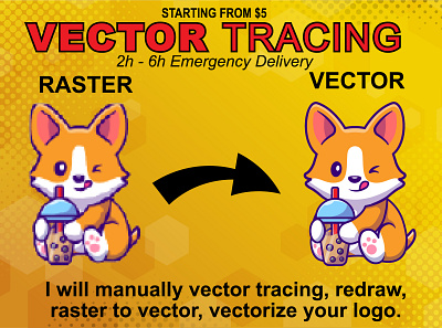 I will manually vector tracing, redraw, raster to vector, vector