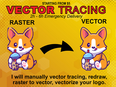 I will manually vector tracing, redraw, raster to vector, vector