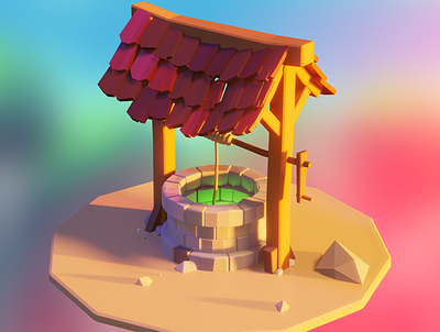 Low Poly Well 3d artist 3ddesign blender blender3d eevee lowpoly lowpoly3d well