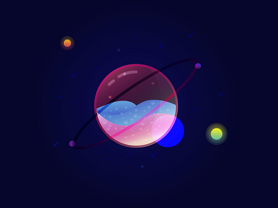 Lantern Saturn adobe design illustration saturn sea space star yıldız