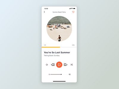 Music Player 009 100 day challenge 100 days of ui 100days day 9 music app music player play summer party ui ui challenge ui design ui ux